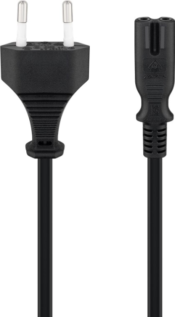 Goobay Netkabel Euro-stik, 0,5 m, sort Euro-stik (type C, CEE 7/16) > apparatudtag C7