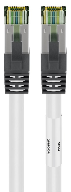Goobay CAT 8.1 Patchkabel, S/FTP (PiMF), hvid 99,9 % iltfri kobberleder (OFC), AWG 24, halogenfri kabelkappe (LSZH), 1 m