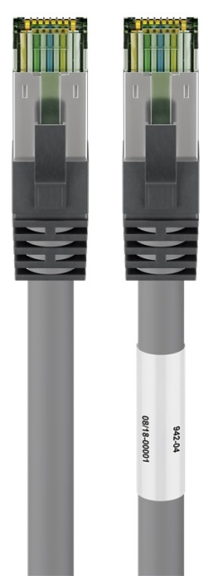 Goobay CAT 8.1 Patchkabel, S/FTP (PiMF), grå 99,9 % iltfri kobberleder (OFC), AWG 24, halogenfri kabelkappe (LSZH), 0.25 m