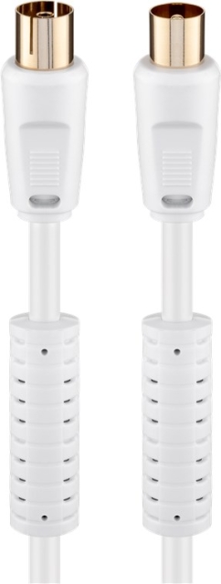 Goobay Antennekabel med ferrit (80 dB), dobbelt afskærmet guldbelagt, koaksial-stik > koaksial-hunstik (fuldt afskærmet), 3.5 m