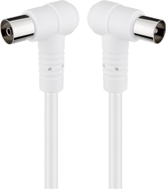 Goobay Vinkelt antennekabel (80 dB), dobbelt afskærmet koaksial-stik 90° > koaksial-hunstik 90°, 2.5 m