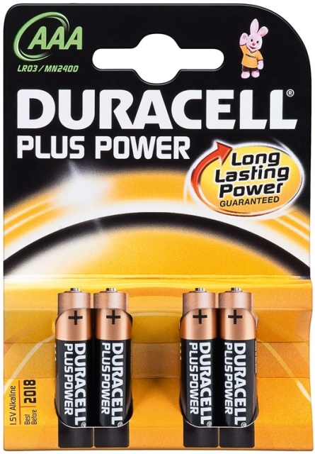 Duracell LR03/AAA (Micro) (MN2400) batteri, 4 st. blister alkaliskt manganbatteri, 1,5 V