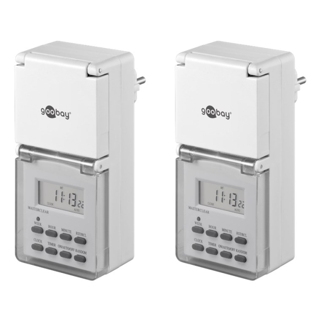 Goobay Set med 2, digital timer IP44 Lättanvänd digital timer