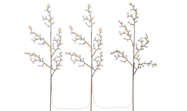 Goobay Set med 3 ljusgranar med 75 lysdioder med timerfunktion, varmvitt (3000 K), batteridrift, för inomhus och utomhusbruk (IP44)