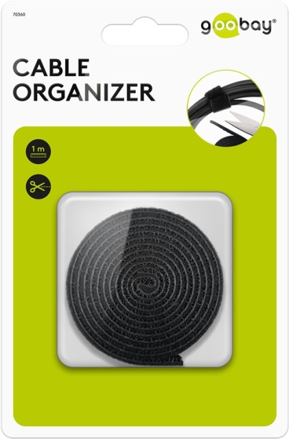 Goobay Kabelhantering kardborrebandrulle (1 m) för att ordna och fästa, kan kortas