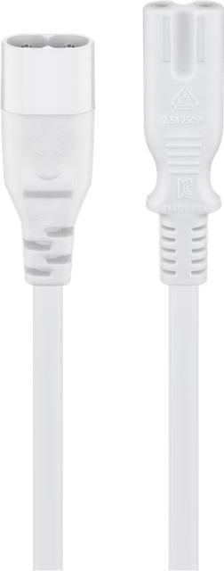 Goobay Förlängningskabel C7/C8, 2 m, vit Enhetsplugg C8 > Enhetsuttag C7