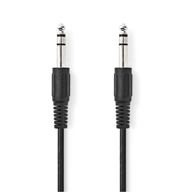 Nedis Stereo Audio kabel | 6.35 mm Hanstik | 6.35 mm Hanstik | Nikkelplateret | 2.00 m | Runde | Sort | Label