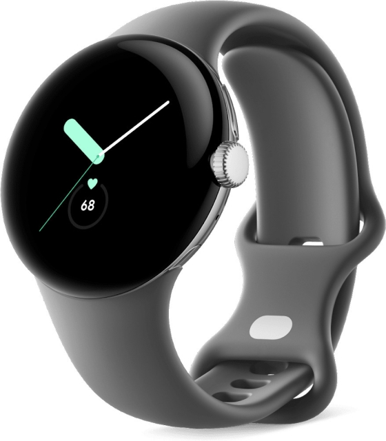 Google Pixel Watch WiFi  -älykello, Polished Silver / Charcoal