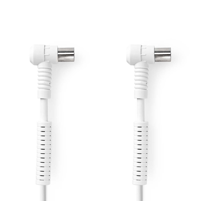 Nedis Coax Cable | IEC (Coax) Han | IEC (Coax) Hun | Nikkelplateret | 120 dB | 75 Ohm | Quad Skærmet | 1.50 m | Runde | PVC | Hvid | Label