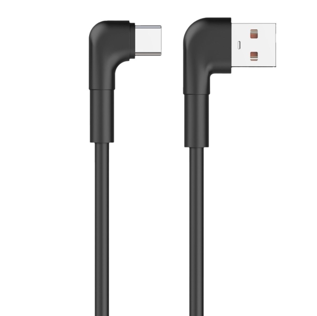 Maxlife MXUC-09 Vinklet kabel USB - USB-C 1,0 m 3A, sort
