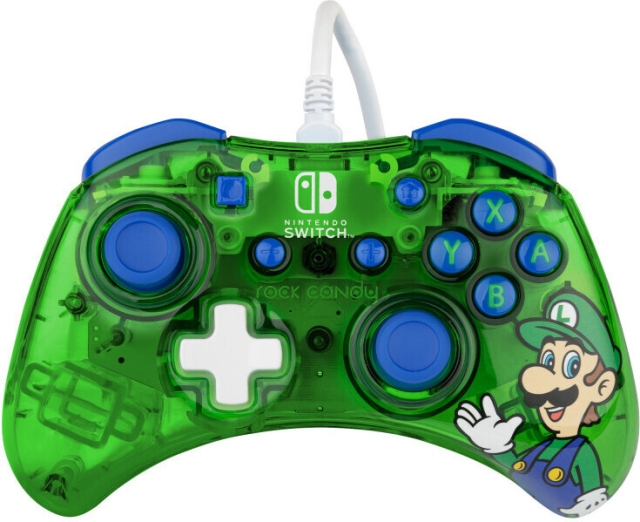 PDP Gaming Rock Candy Wired Controller - trådbunden spelkontroll, Luigi, Switch