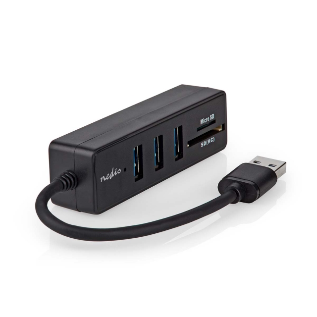 Nedis USB-hub | USB-A Male | 3x USB A Female | 5-Port port(s) | USB 3.2 Gen 1 | USB Drevet | 5 Gbps | SD & MicroSD