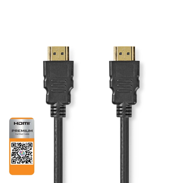Nedis Premium High Speed HDMI ™ kabel med Ethernet | HDMI™ Stik | HDMI™ Stik | 4K@60Hz | 18 Gbps | 1.50 m | Runde | PVC | Sort | Label