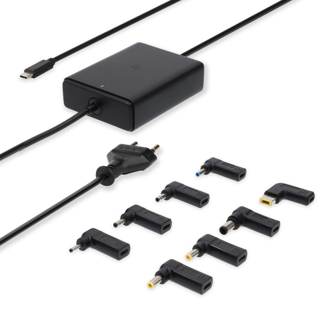 Nedis notebook-adapter | GaN | 100 W | 5 / 9 / 12 / 15 / 20 V DC | 3.0 / 5.0 A | Brugt til: Notebook / Smartphone / Tablet | Euro / Type-C (CEE 7/16)