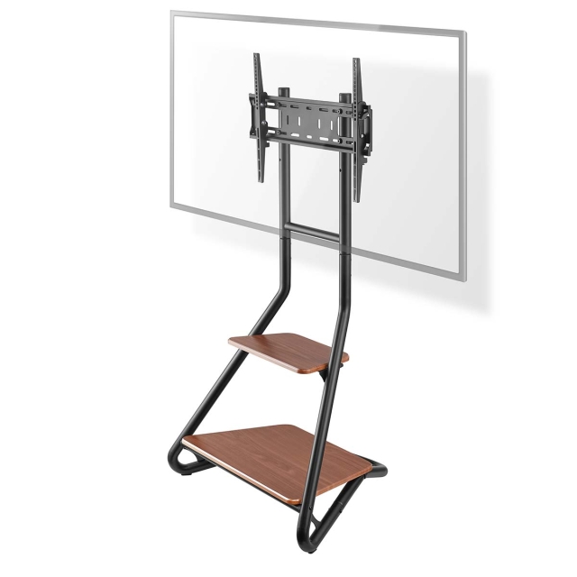 Nedis TV Gulv Stand | 37 - 75 " | Maksimal vægt: 40 kg | Bauhaus Design | Justerbare forudfastsatte højder | MDF / Stål | Brun / Sort