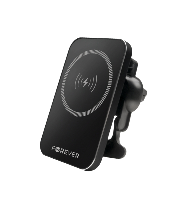 Forever MACH-100 - Bilholder med trådløs opladning til smartphones, 15W, sort