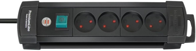 Brennenstuhl 4-way Extension Socket, 2m, Black