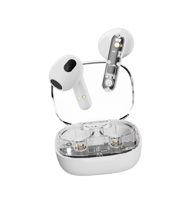 Streetz T150 TWS earphones, Transparent White