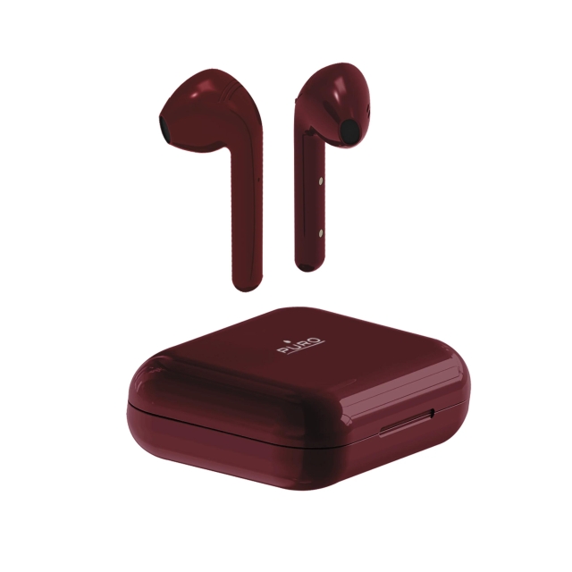 Puro Bluetooth Slim Pod høretelefoner med ladestation, rød
