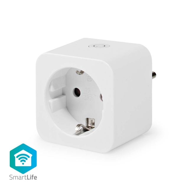 Nedis SmartLife Smart Plug | IP21 | Effektmåler | 3680 W | Hybrid (CEE 7/7) | 0 - 55 °C | Android™ / IOS | Hvid | 1 stk