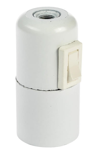 Nordic Quality Lampsockel E27 med brytare, Vit