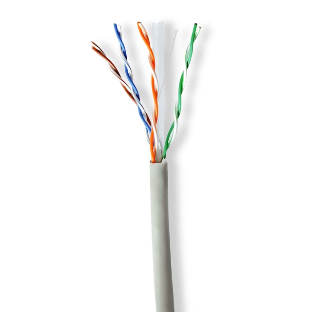 Nedis Netværkskabel Roll | CAT6 | Stranded | U/UTP | CCA | 305.0 m | Indendørs | Runde | PVC | Grå | Trækboks