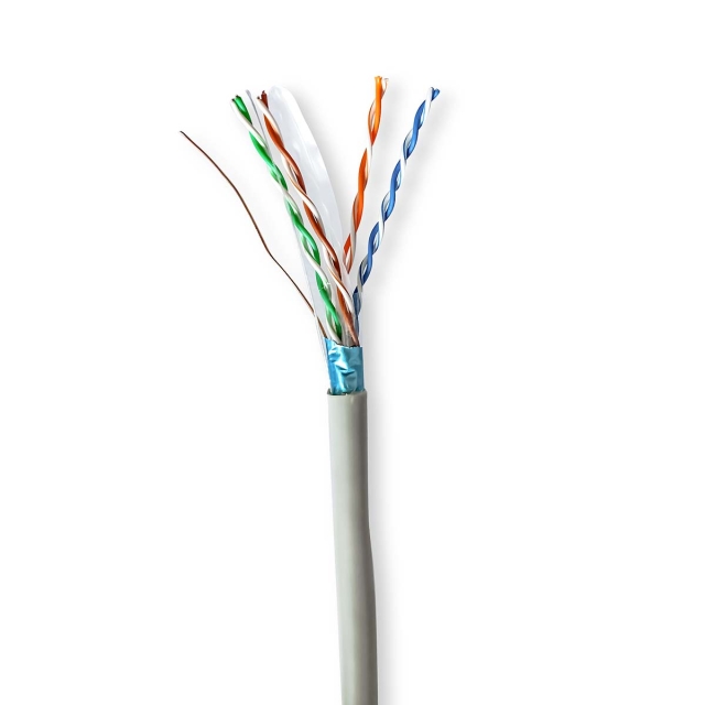 Nedis Netværkskabel Roll | CAT6 | Solid | F/UTP | CCA | 305.0 m | Indendørs | Runde | PVC | Grå | Trækboks