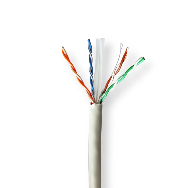 Nedis Netværkskabel Roll | CAT6 | Solid | U/UTP | Kobber | 100.0 m | Indendørs | Runde | LSZH | Grå | Trækboks