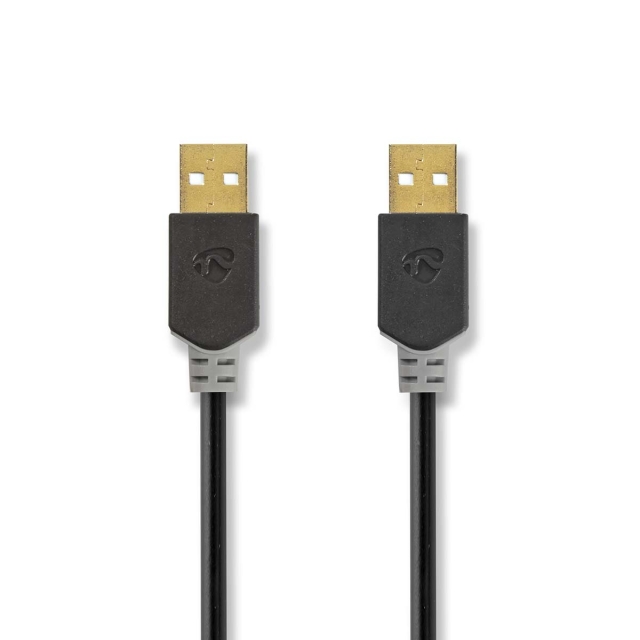 Nedis USB-kabel | USB 2.0 | USB-A Han | USB-A Han | 480 Mbps | Guldplateret | 2.00 m | Runde | PVC | Antracit | Box