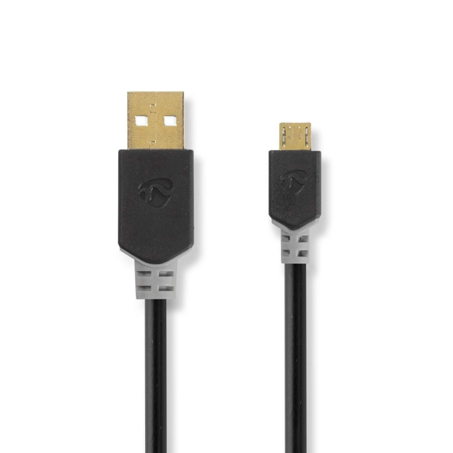 Nedis USB-kabel | USB 2.0 | USB-A Han | USB Micro-B han | 480 Mbps | Guldplateret | 2.00 m | Runde | PVC | Antracit | Box