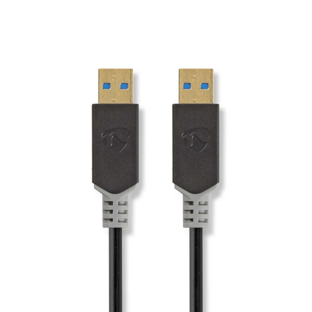 Nedis USB-kabel | USB 3.2 Gen 1 | USB-A Han | USB-A Han | 5 Gbps | Guldplateret | 2.00 m | Runde | PVC | Antracit | Box