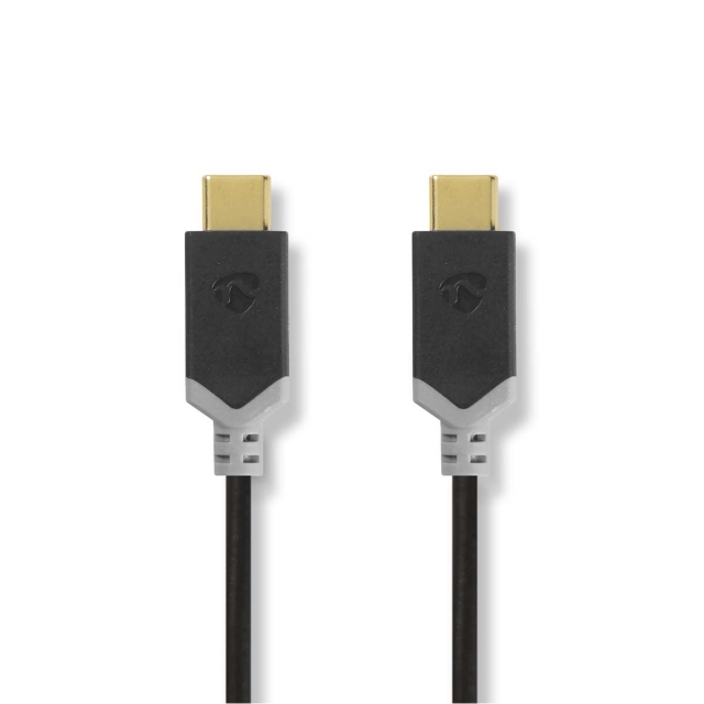 Nedis USB-kabel | USB 3.2 Gen 1 | USB-C™ Han | USB-C™ Han | 60 W | 4K@60Hz | 5 Gbps | Guldplateret | 2.00 m | Runde | PVC | Sort | Box