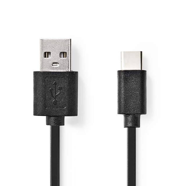 Nedis USB-kabel | USB 2.0 | USB-A Han | USB-C™ Han | 15 W | 480 Mbps | Nikkelplateret | 0.10 m | Runde | PVC | Sort | Blister