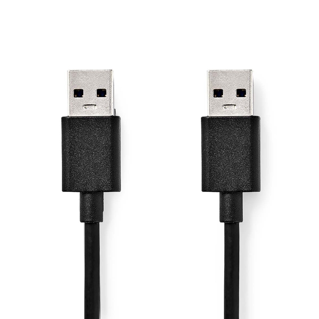 Nedis USB-kabel | USB 3.2 Gen 1 | USB-A Han | USB-A Han | 5 Gbps | Nikkelplateret | 2.00 m | Runde | PVC | Sort | Box