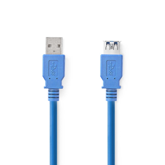 Nedis USB-kabel | USB 3.2 Gen 1 | USB-A Han | USB-A Hun | 5 Gbps | Nikkelplateret | 2.00 m | Runde | PVC | Blå | Box