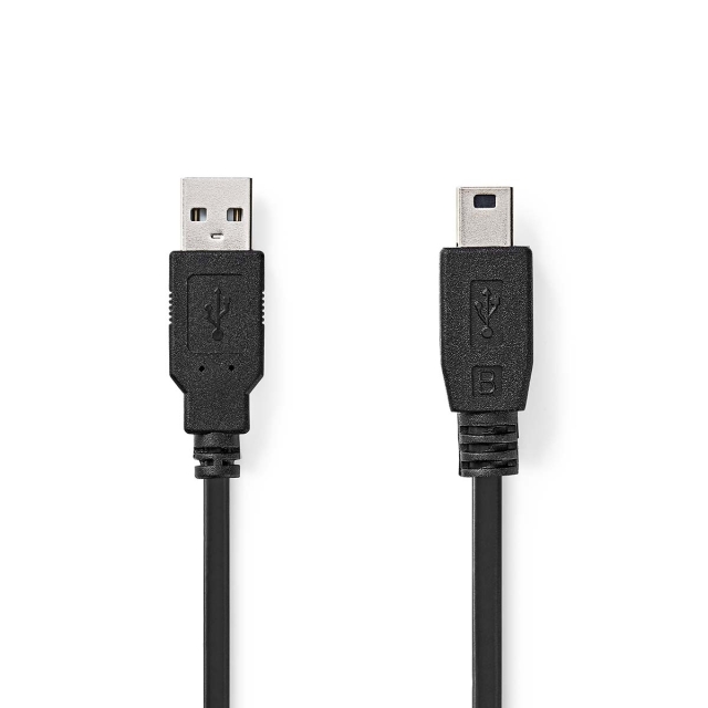 Nedis USB-kabel | USB 2.0 | USB-A Han | USB Mini-B 5-pins han | 480 Mbps | Nikkelplateret | 1.00 m | Runde | PVC | Sort | Label