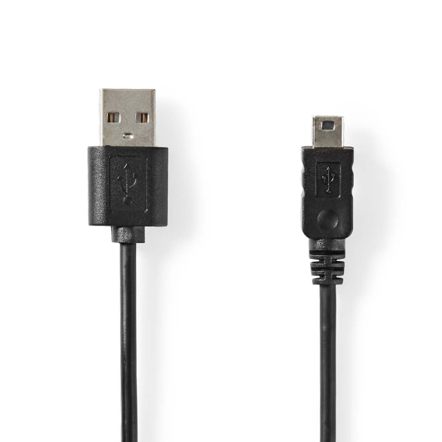Nedis USB-kabel | USB 2.0 | USB-A Han | Mini 5-Pin Han | 480 Mbps | Nikkelplateret | 2.00 m | Runde | PVC | Sort | Label