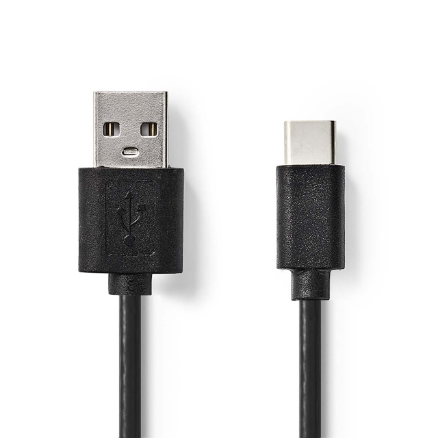 Nedis USB-kabel | USB 2.0 | USB-A Han | USB-C™ Han | 5 W | 480 Mbps | Nikkelplateret | 1.00 m | Runde | PVC | Sort | Label
