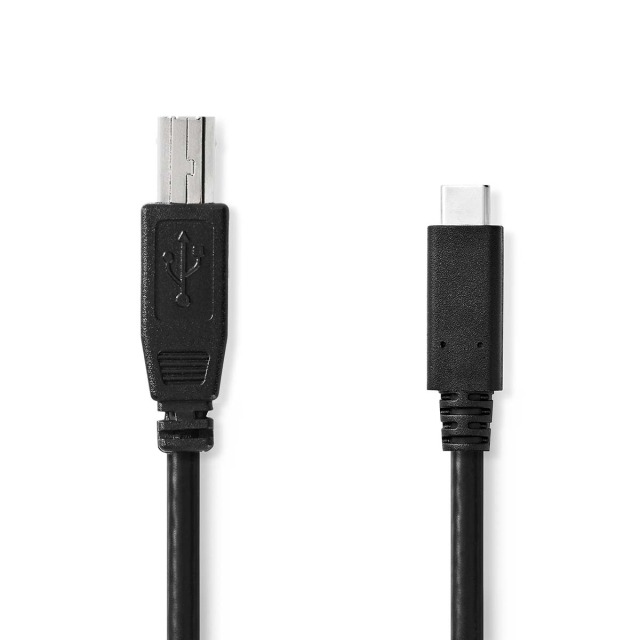 Nedis USB-kabel | USB 2.0 | USB-C™ Han | USB-B han | 480 Mbps | Nikkelplateret | 1.00 m | Runde | PVC | Sort | Label
