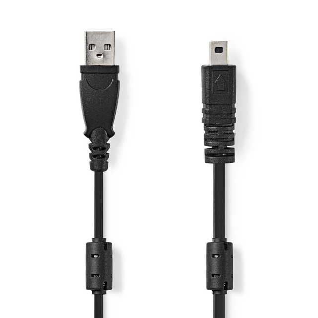 Nedis USB-kabel | USB 2.0 | USB-A Han | UC-E6 8-Pins Male | 480 Mbps | Nikkelplateret | 2.00 m | Runde | PVC | Sort | Label