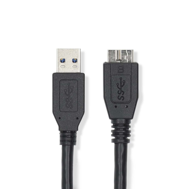 Nedis USB-kabel | USB 3.2 Gen 1 | USB-A Han | USB Micro-B han | 5 Gbps | Nikkelplateret | 0.50 m | Runde | PVC | Sort | Label