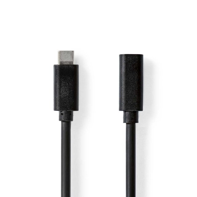 Nedis USB-kabel | USB 3.2 Gen 1 | USB-C™ Han | USB-C™ Hun | 60 W | 4K@60Hz | 5 Gbps | Nikkelplateret | 1.00 m | Runde | PVC | Sort | Label