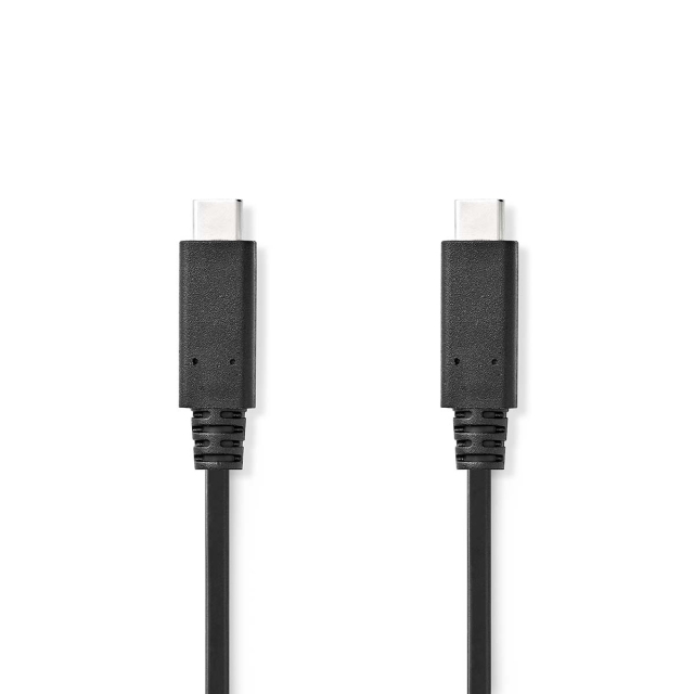 Nedis USB-kabel | USB 3.2 Gen 2 | USB-C™ Han | USB-C™ Han | 240 W | 8K@30Hz | 20 Gbps | Nikkelplateret | 1.00 m | Runde | PVC | Sort | Label
