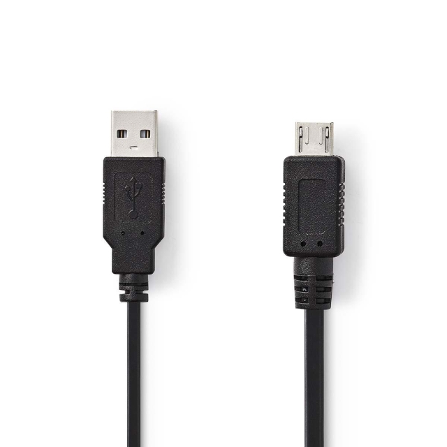 Nedis USB-kabel | USB 2.0 | USB-A Han | USB Micro-A | 480 Mbps | Nikkelplateret | 2.00 m | Runde | PVC | Sort | Plastikpose