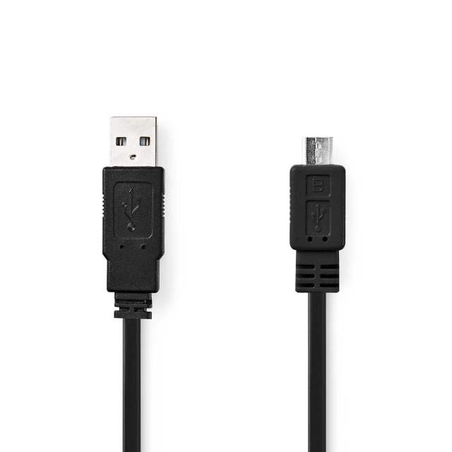 Nedis USB-kabel | USB 2.0 | USB-A Han | USB Micro-B han | 480 Mbps | Nikkelplateret | 1.00 m | Fladt | PVC | Sort | Konvolut