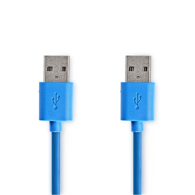 Nedis USB-kabel | USB 3.2 Gen 1 | USB-A Han | USB-A Han | 5 Gbps | Nikkelplateret | 2.00 m | Runde | PVC | Blå | Konvolut