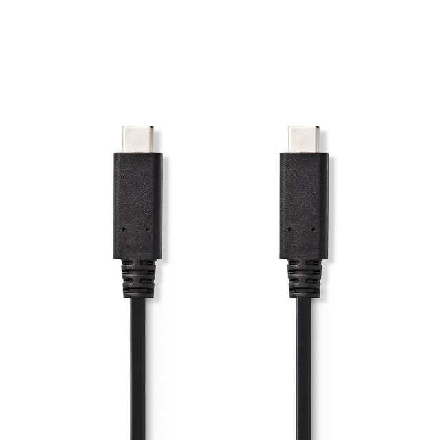 Nedis USB-kabel | USB 3.2 Gen 2 | USB-C™ Han | USB-C™ Han | 15 W | 10 Gbps | Nikkelplateret | 1.00 m | Runde | PVC | Sort | Mærke
