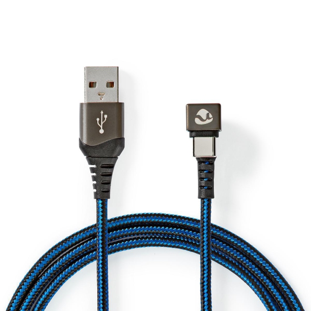 Nedis USB-kabel | USB 2.0 | USB-A Han | USB-C™ Han | 480 Mbps | Guldplateret | 2.00 m | Runde | Flettet / Nylon | Blå / Sort | Cover Window Box