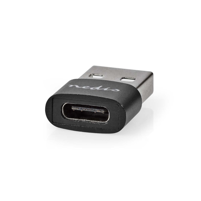 Nedis USB-A Adapter | USB 2.0 | USB-A Han | USB-C™ Hun | 480 Mbps | Runde | Nikkelplateret | Sort | Box