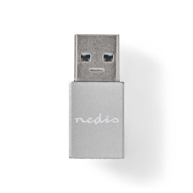 Nedis USB-A Adapter | USB 3.2 Gen 1 | USB-A Han | USB-C™ Hun | 5 Gbps | Runde | Nikkelplateret | Sort | Box